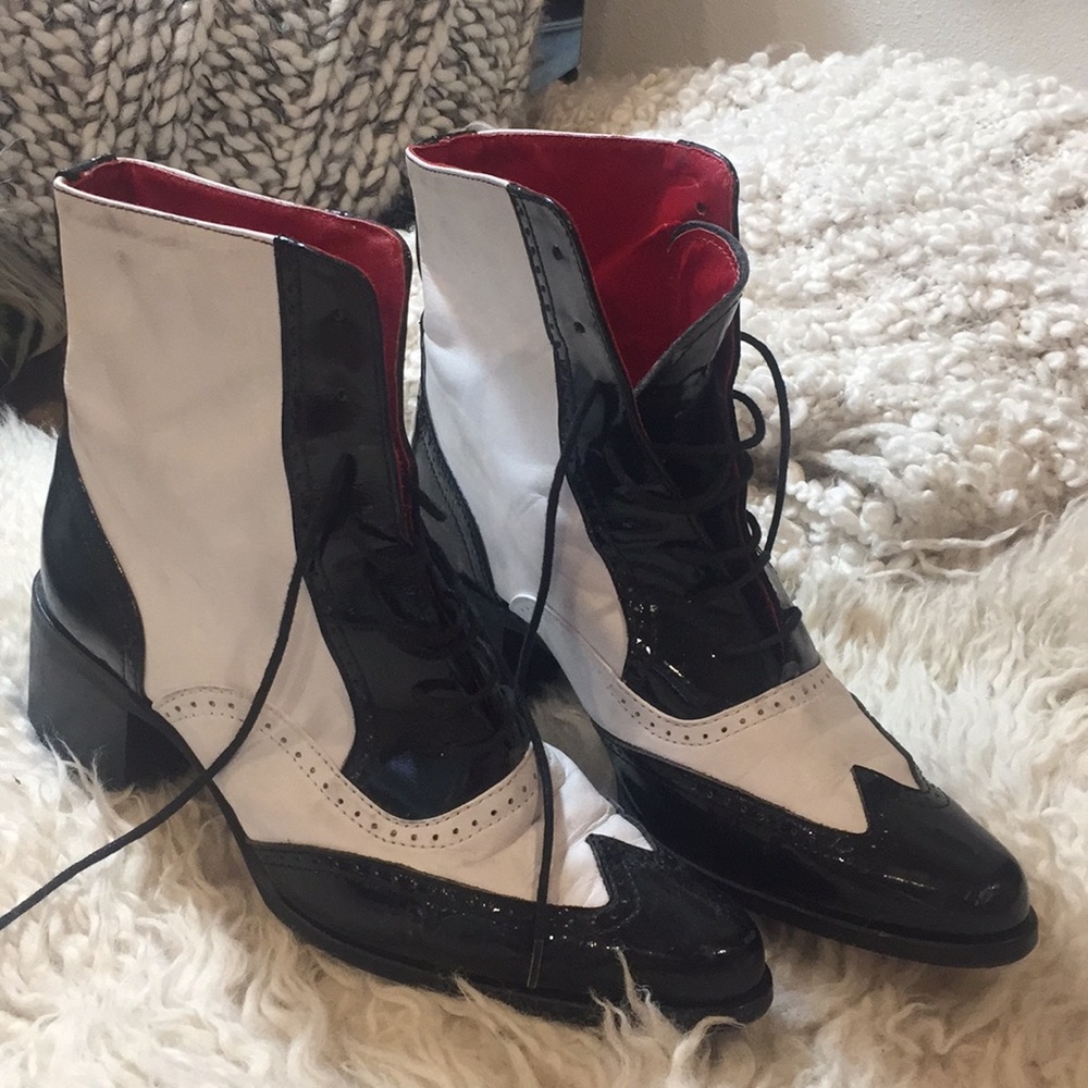 Limited vintage Bronx white/red leather boots